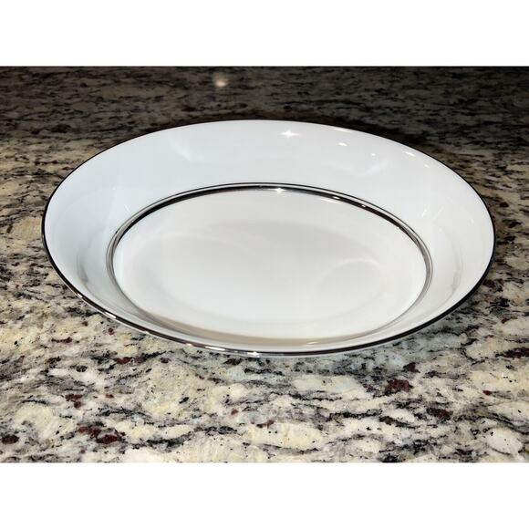 Noritake Galaxy Oval Serving Bowl 6527 White Platinum Vtg - Picture 2 of 7